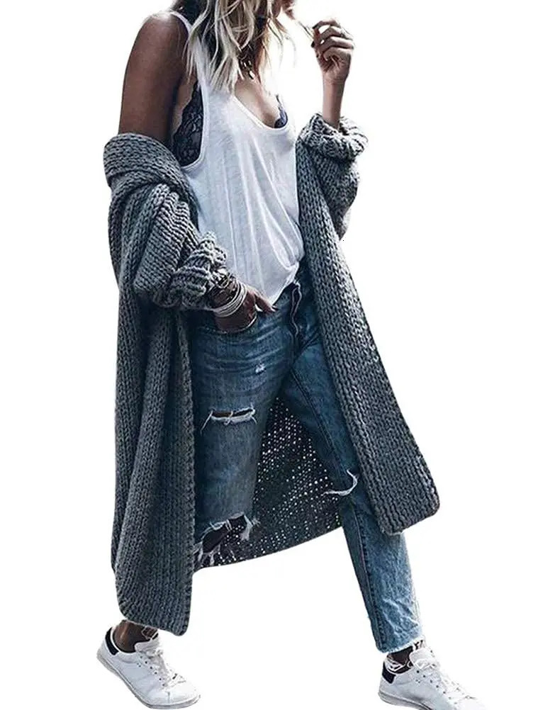 Plus Size Womens Knitted Cardigan Chunky Sweater OpenFront Long Coat Thick Winter 250818