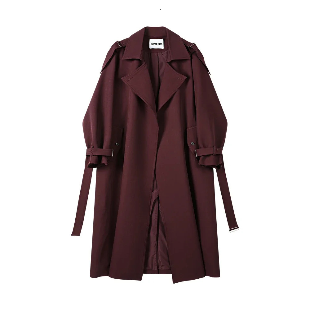 SuperAen Spring 2025 Lace-up Waist Long Trench Coat Womens Autumn Korean Style Long Coat for Women 250818