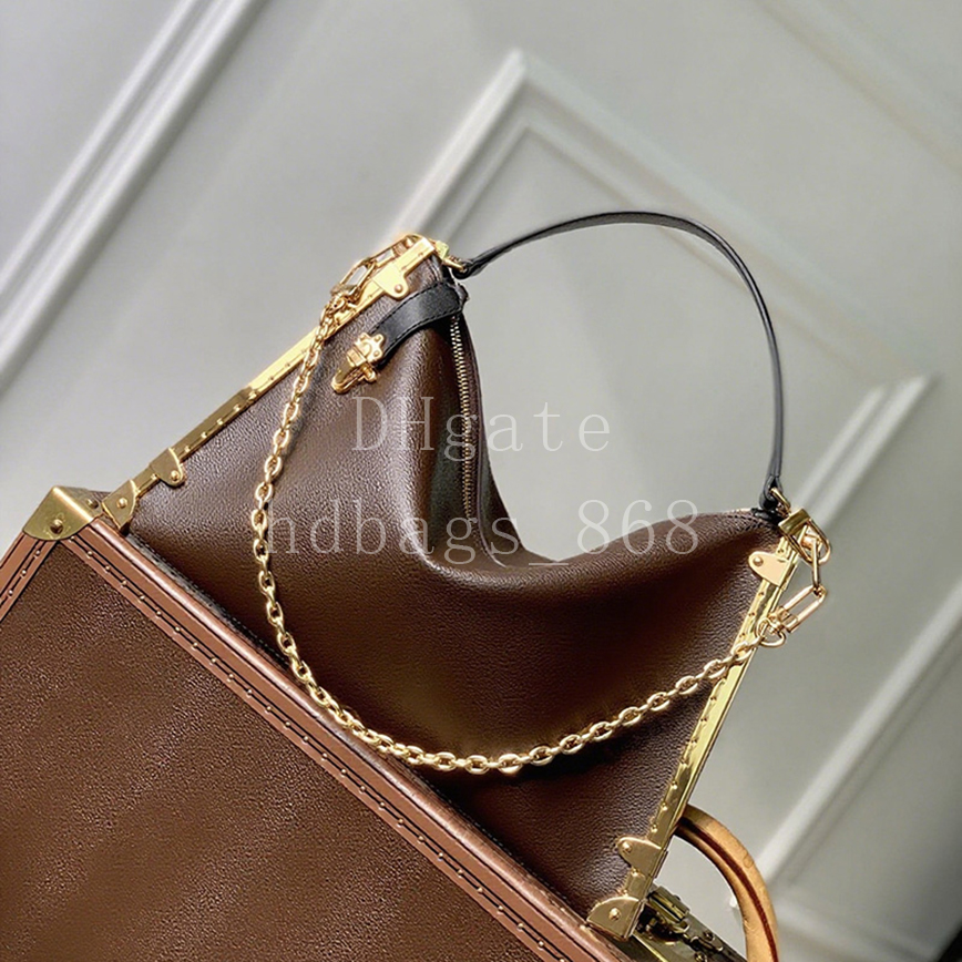 Mirror quality Designer bag Lucky Trunk Shoulder bag Handbags Luxury Calfskin Canvas Leather Crossbody bags Fashion Hobo bag 38cm With box LL18A1
