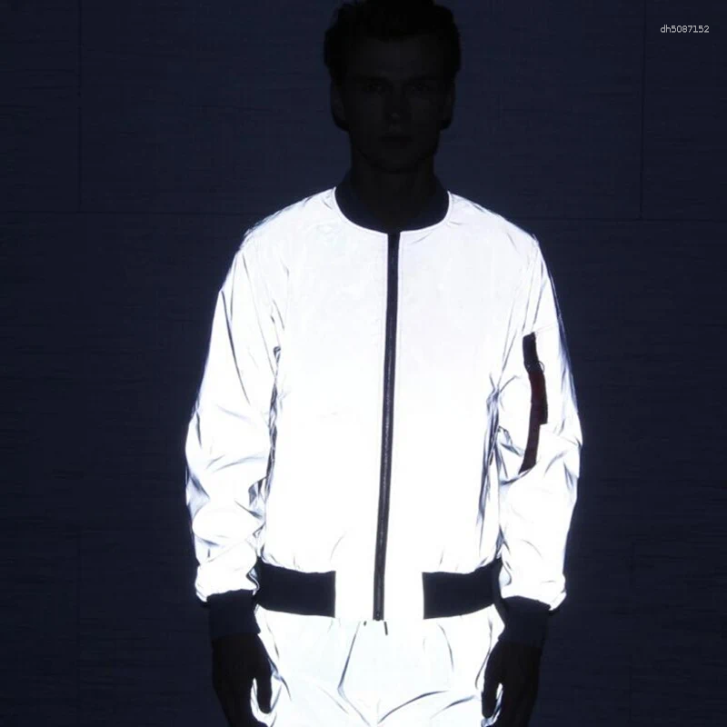 Men's Jackets Spring Autumn Flight Jacket Windbreaker Reflective Clothes Riding Bicycle Outdoor Sports Night Safety Coats