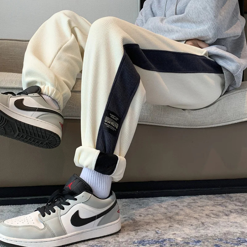 Corduroy casual pants for men versatile in autumn and winter thick sports pants for men loose and breathable with velvet str 250818