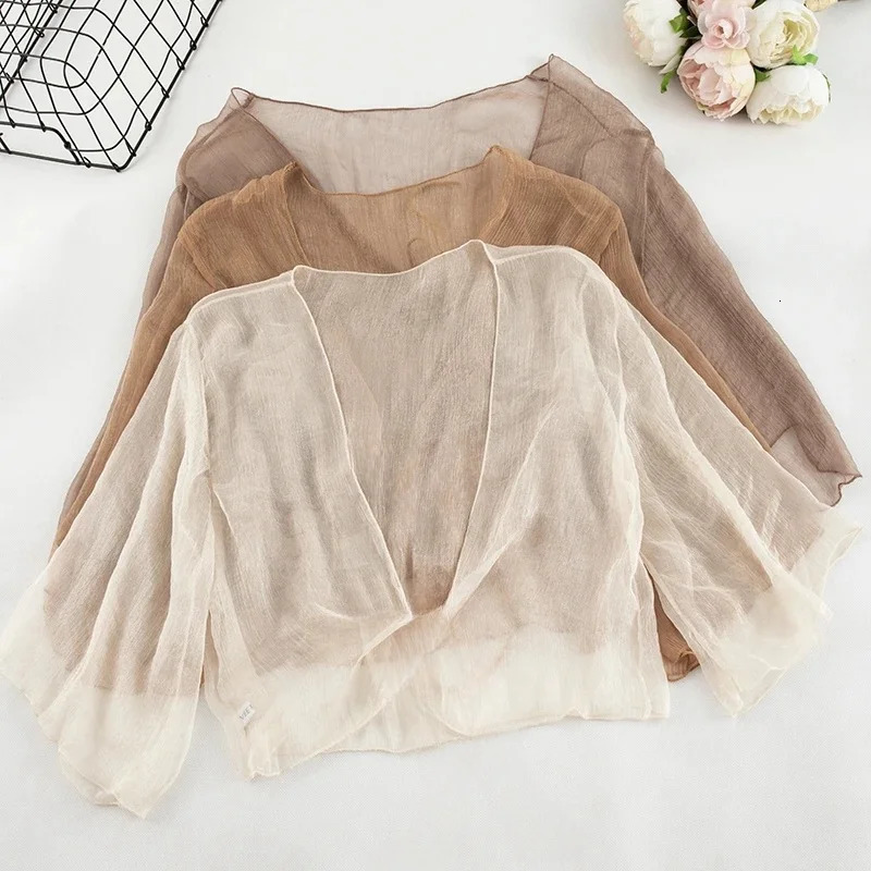 Summer Matching Cardigan Small Jacket Women Chiffon Shawl Short Section Sunscreen Clothing Female Thin Top 250808