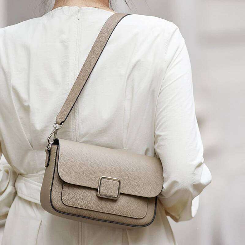 Genuine Women's Square Handbag, Soft Leather Cowhide Underarm Bag, Ladies' Stylish Single Shoulder Crossbody Bag