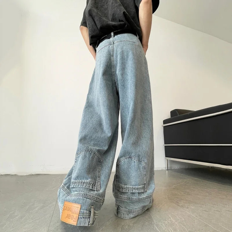 Men de la jambe large harajuku jeans mode mâle quotidien ergasiate pantalon denim baggy streetwear streetwear denim trant250819