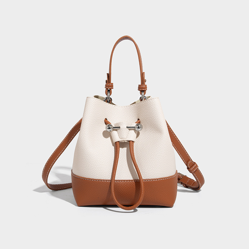 Fashion Contrasting Women's Bucket Bag Free Shipping Designer New Luxury Microfiber Leather Large Capacity Single Shoulder Crossbody Bag Casual