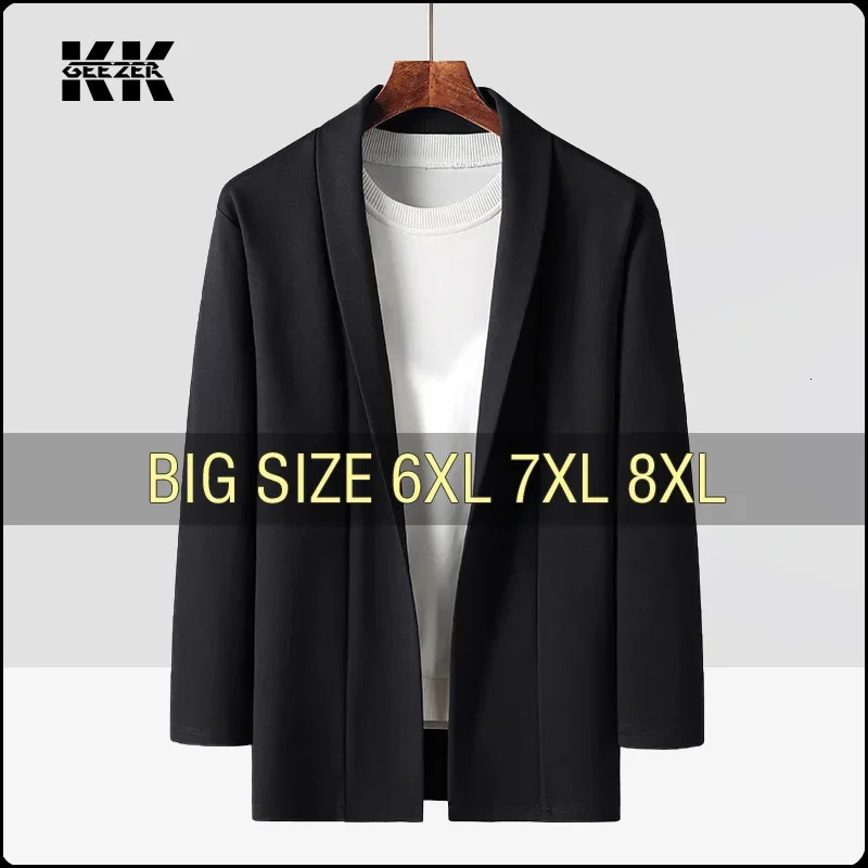 Men Jacket Suit Coat Plus Size 6XL 7XL 8XL Oversize 2025 Black Street Trench Loose Male Business Simple Cotton Windbreaker Coat250813