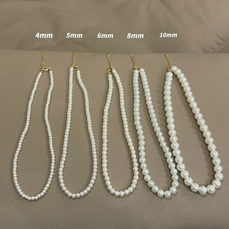 Vintage White Pearl Chain Choker Necklace for Women 2025 Trendy Temperament Beaded Wedding Jewelry Gift 250811