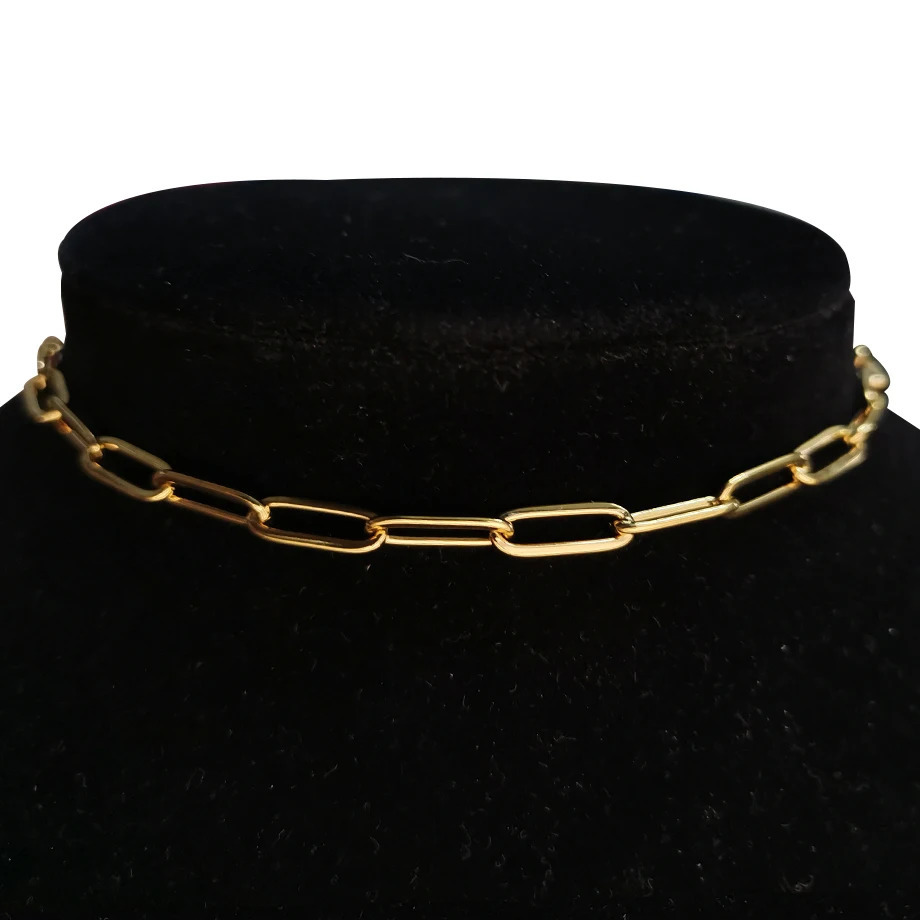 Gold Color Stainless Steel Choker Necklace Women Hip Hop Punk Short Box Link Neck Chains for Jewelry Collares de Moda 2024 250811