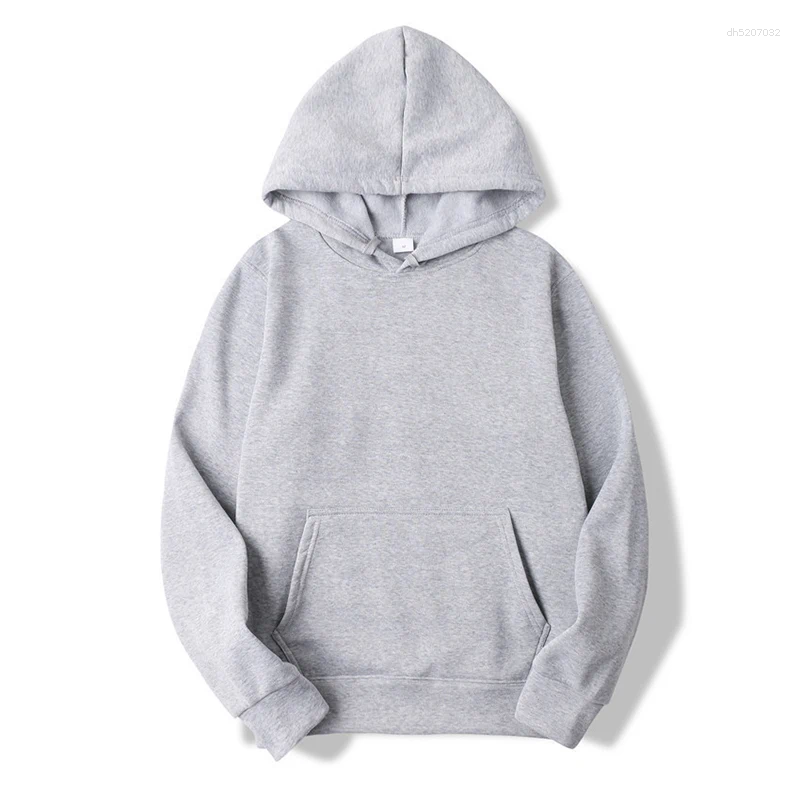 Men's Hoodies Mens Solid Grey Autumn Long Sleeve Pullover Tops Casual Pocket Unisex Outer Loose Sport Wear