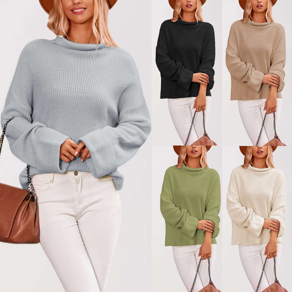 Pullage de mode pour femmes d'hiver d'automne avec un ourlet fendu et des manches évasées B5