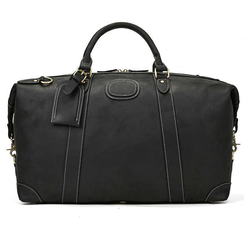 Crazy Horse Men's Genuine Leather Handmade Large Capacity Travel Handbag Luggage Gym Bag