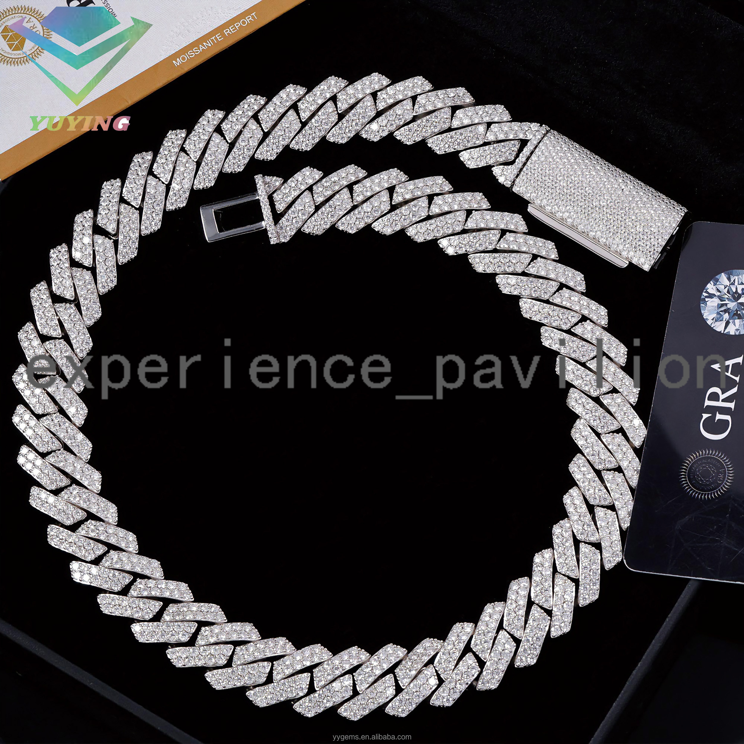 Hiphop Jewelry 17mm Necklace S925 Sterling Silver D Color VVS Moissanite Necklace Cuban Link Chain