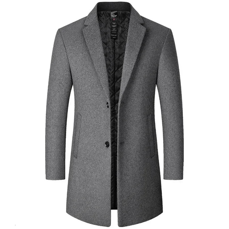 BROWON Trench Coat Men Autumn and Winter Solid Color Long Woolen Coat for Men Business Casual Windbreaker Men Clothing250819