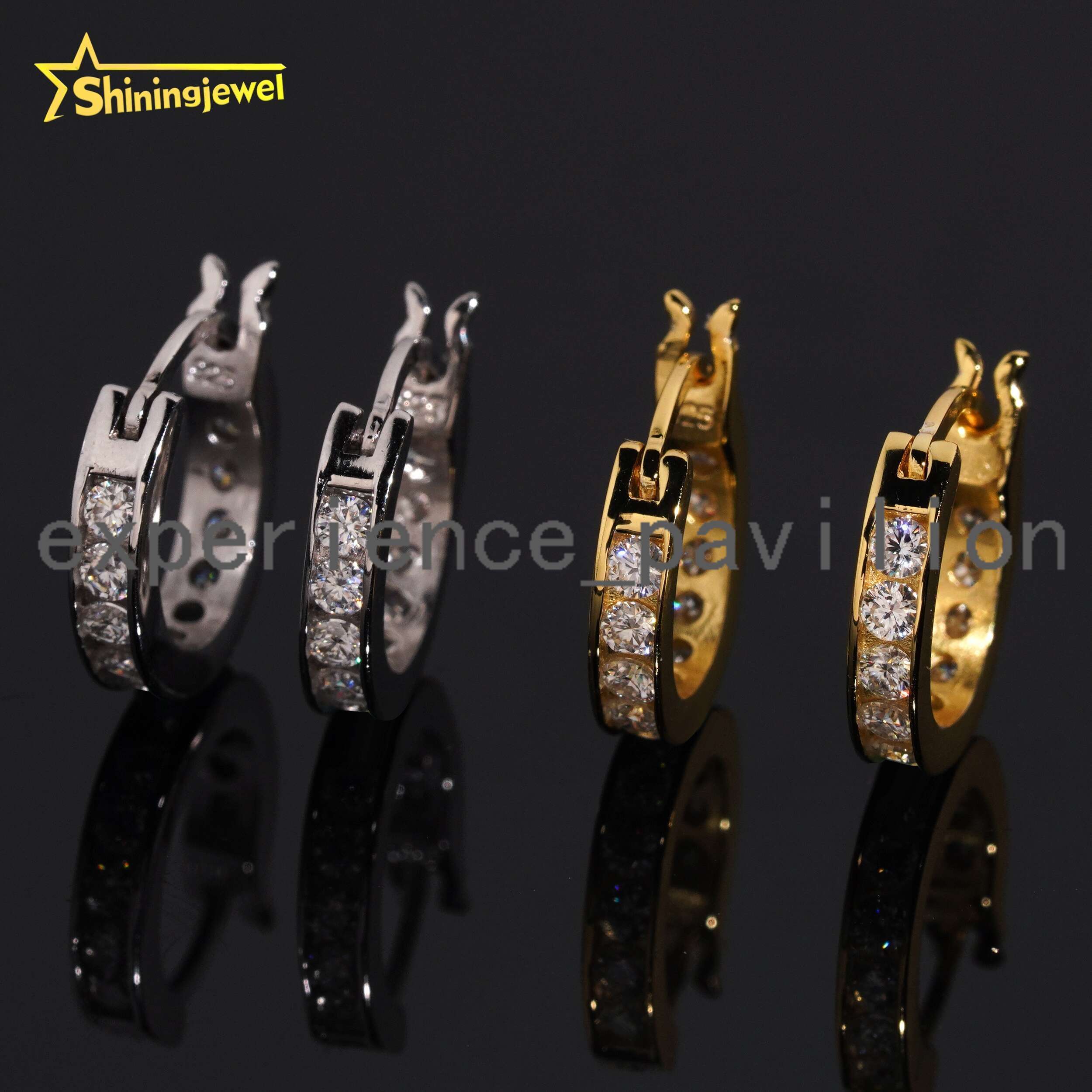 Moissanite Earrings Ready to Ship 925 Silver Gold Plated Hoop Fashion Jewelry Earrings