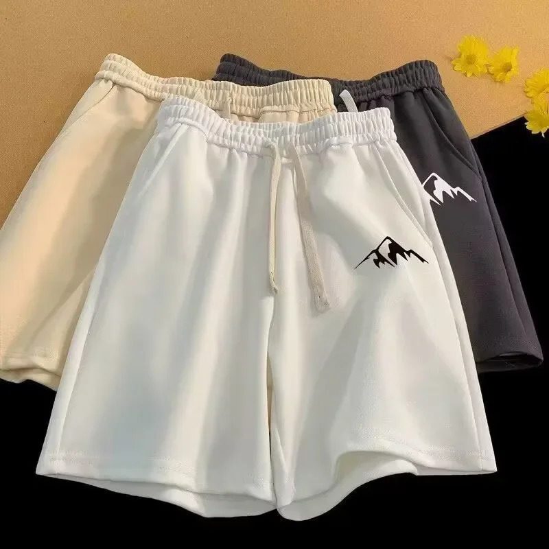 M8XL Oversized Shorts Mens Casual Chinese Style Minimalist Mountain Range Print Couple Basketball Short Pants 250813