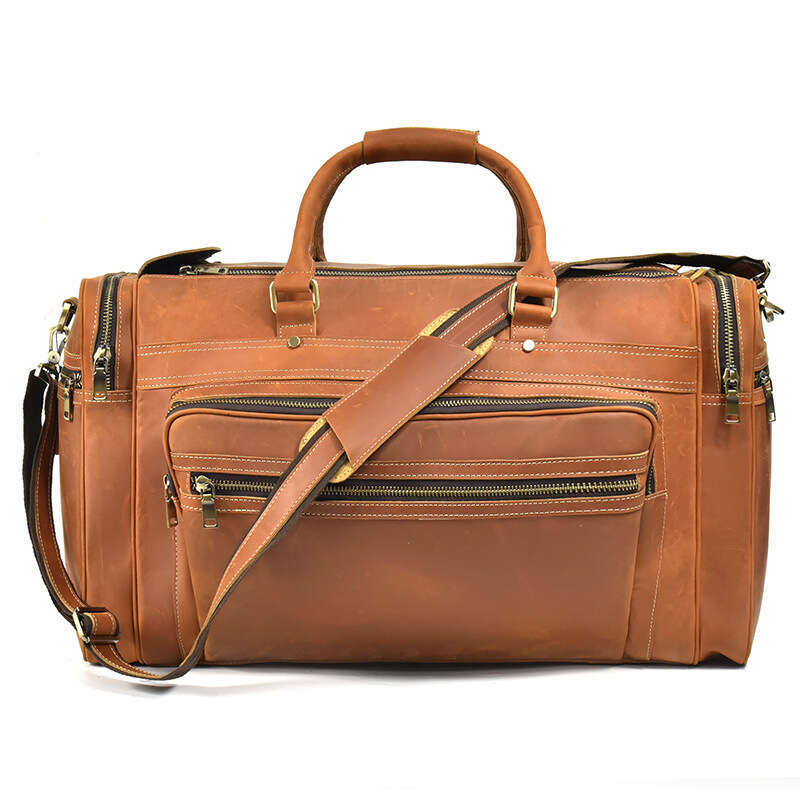 New Genuine Travel Crazy Horse Leather Handbag Large Capacity Luggage Single Shoulder Crossbody Bag