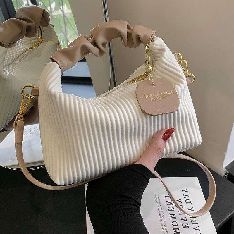 Folding Versatile 2024 Korean Single Shoulder Simple Fashion Small Square Texture Women's Bag, Handheld