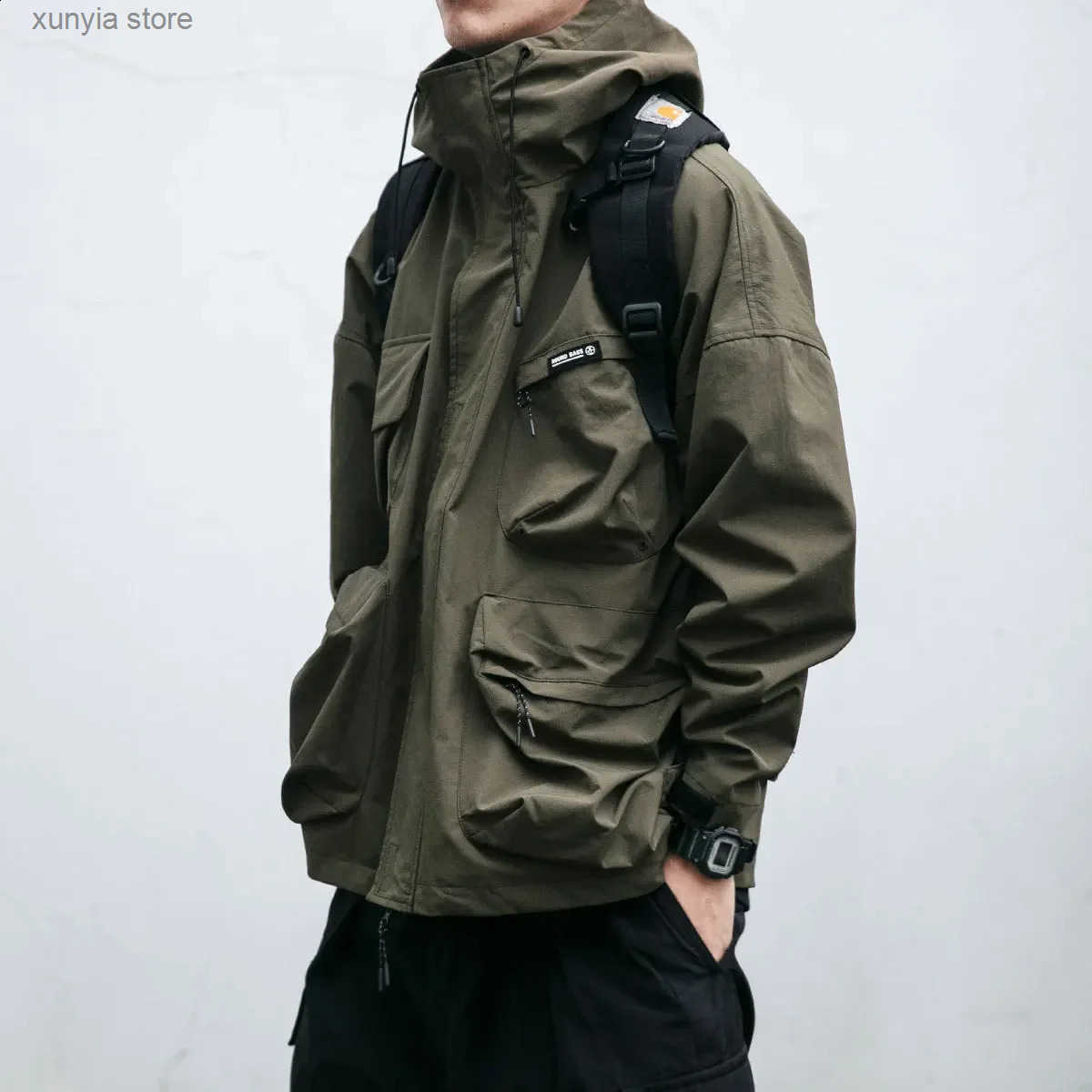 Veste d'hiver automne hommes veste extérieure à capuche solide masculine veste de veste de ventre de vent pour hommes.