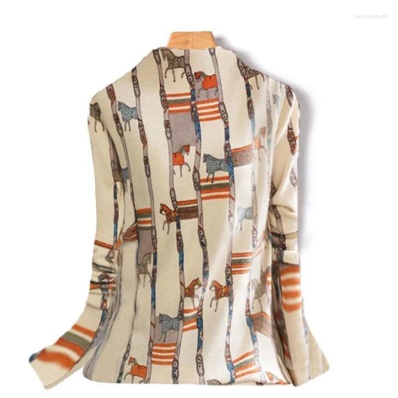 T-shirts pour femmes printemps et automne imprimer de couleur imprimé à manches longues à manches longues en vrac