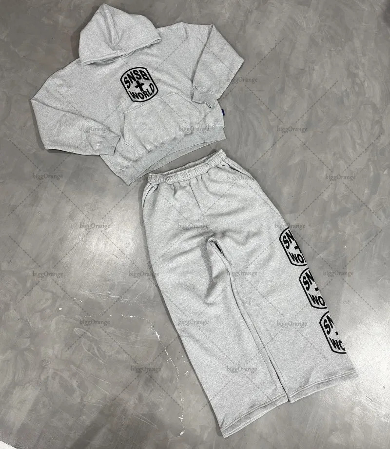 2025 American Retro Harajuku Sports Suit Fashionable Street Fashion Hoodie Individual Loose Casual Straight Wide-leg Pants250820