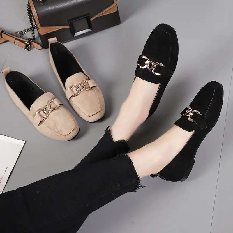 Spring Fashion Flat Shoes Femmes Quality Metal Slip on Loafer Chaussures Ladies Flats Mocassins Big Taille 35-41 Sapato Feminino 2025 250820