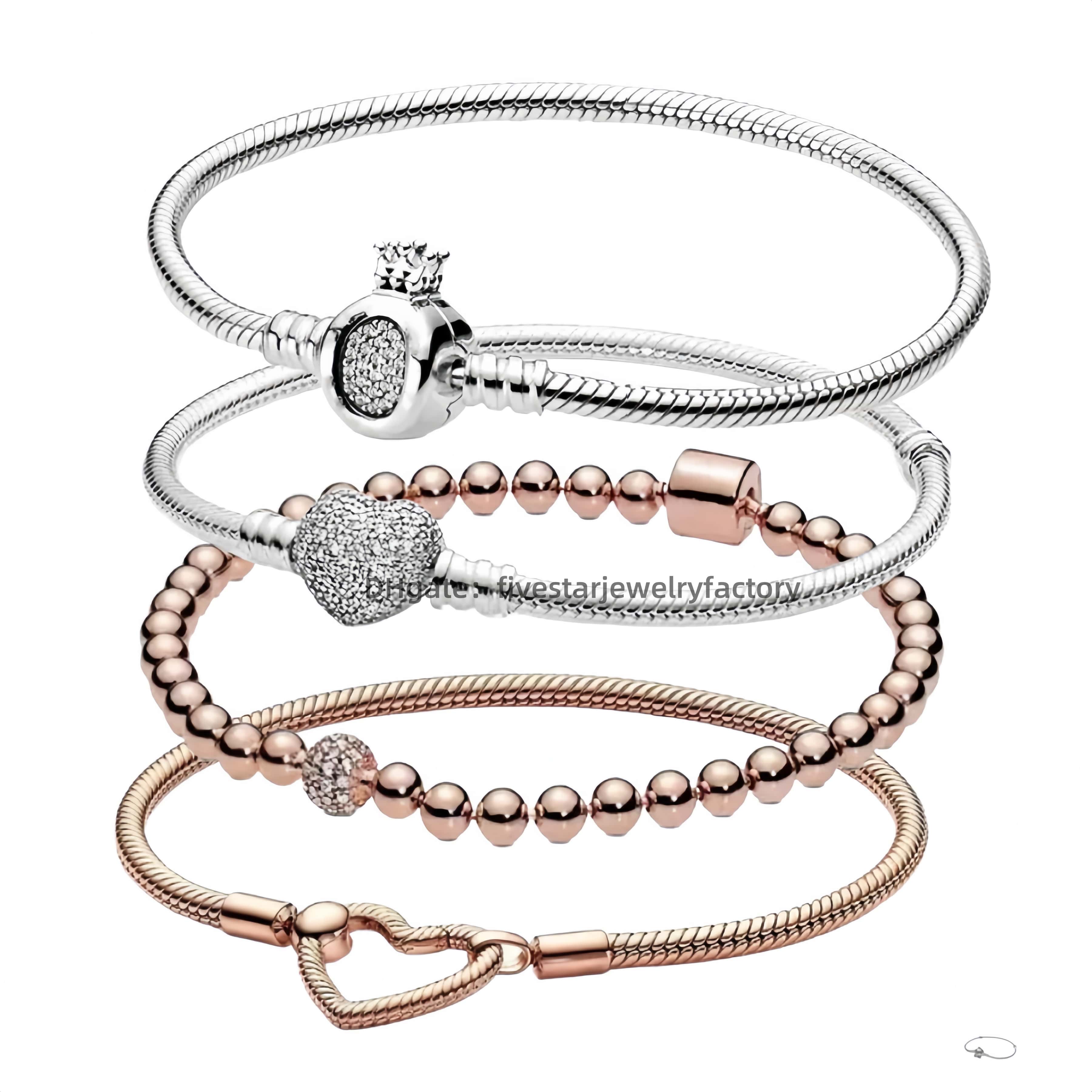 Designer bracelet heart bracelets for women with box diamond High quality fashion crown beads bracelet luxury exquisite jewelry gift wholesale