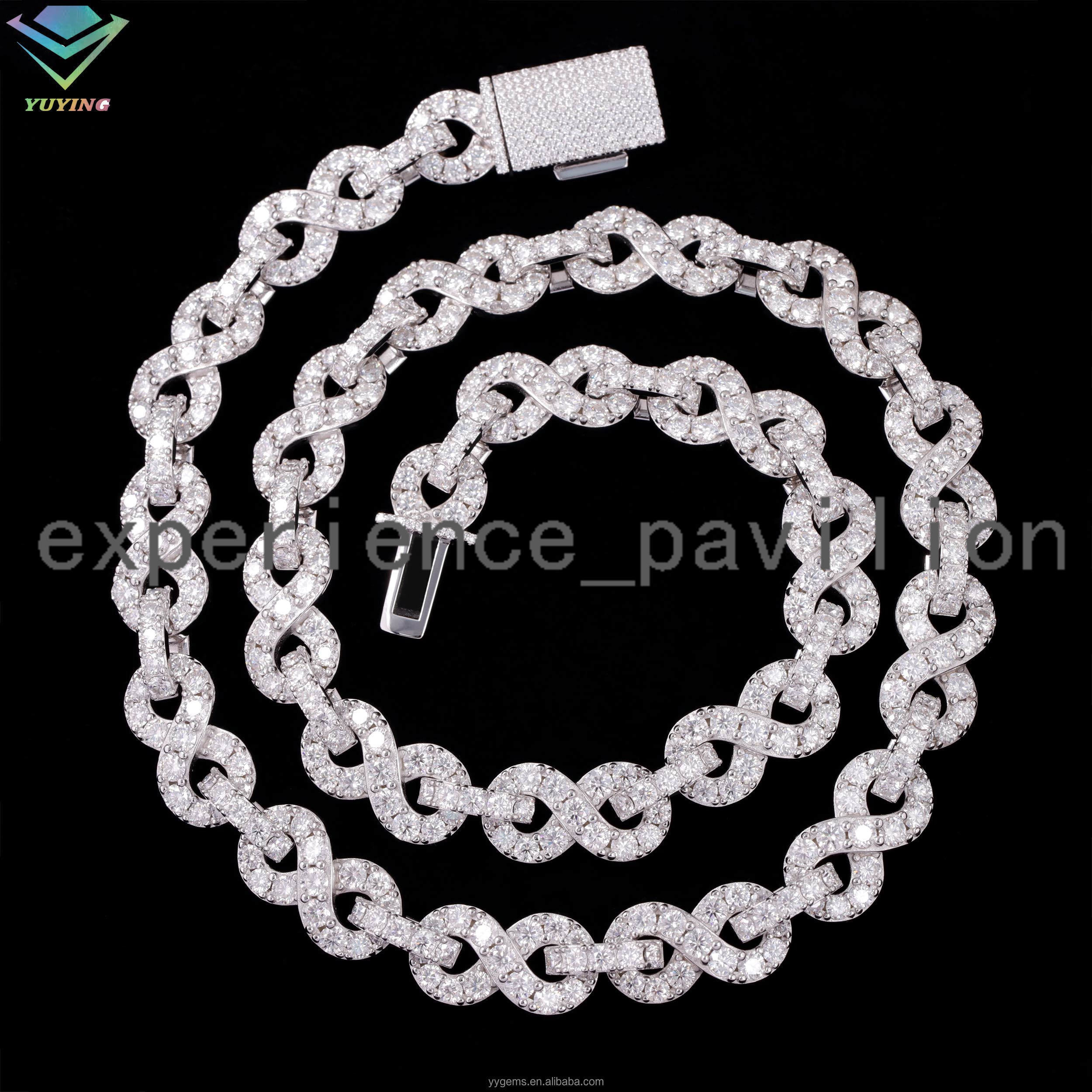 New Design Infinity Cuban Link Chain Fine Jewelry 13mm S925 Silver VVS Moissanite Diamond Cuban Chain Hip Hop Necklace for Men