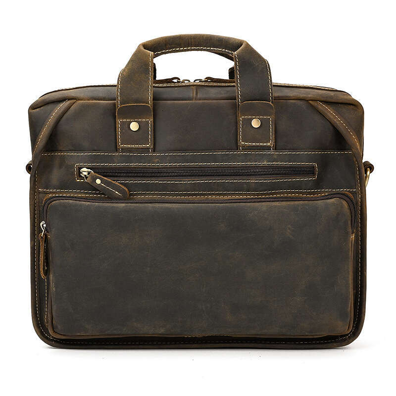 New Crazy Horse Men's Handbag Genuine Leather Briefcase Business Trip Computer Single Shoulder Crossbody Bag