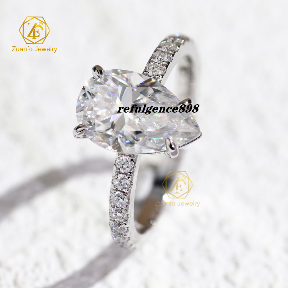 Luxury Jewelry 925 Silver 10K14K 18K Solid Gold Moissanite 3CT Pear Wedding Engagement Ring Diamonds for Women