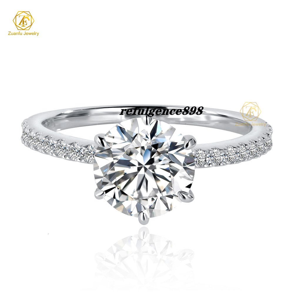 Custom IGI Fine Jewelry 14k Pure Solid Gold Lab Grown Diamond Ring 1CT D E F VS VVS Engagement Wedding Women Ring Shiny