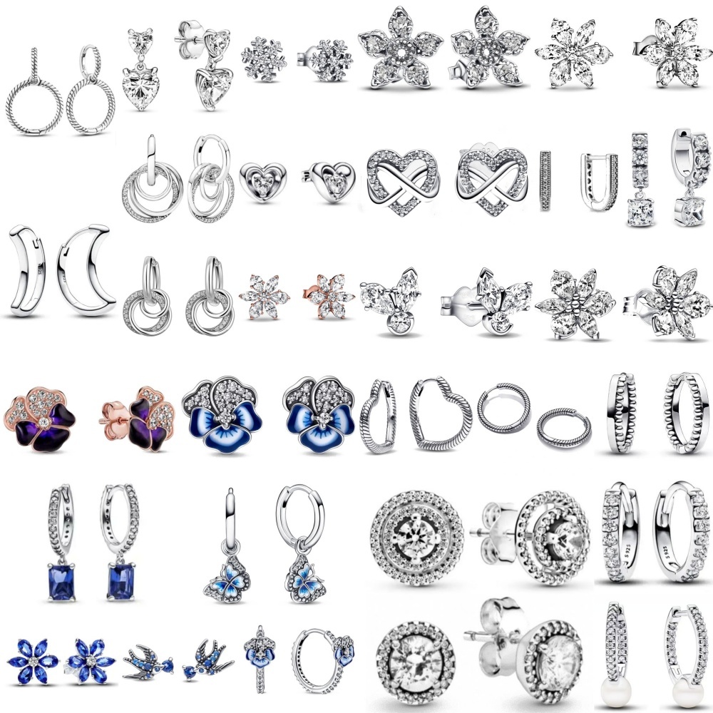 Nouvelles boucles d'oreilles Stud 925 Les flocons de neige en argent avale les boucles d'oreilles en papillons adaptés aux cadeaux de bijoux exqu