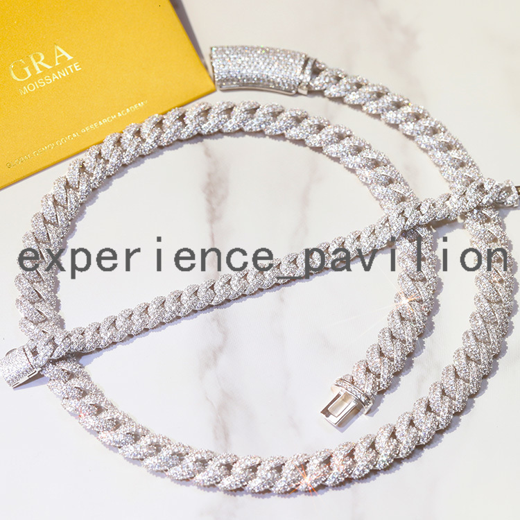 Hip Hop Chain 6mm 9mm 13mm 2 Rows 925 Silver Iced Out Necklace D/VVS Moissanite Men Necklace Bling Cuban Link Chain