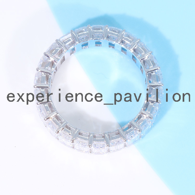 Customization 18K Jewelry Full Eternity Set Emerald Cut Moissanite Rings Wedding Bands for Women