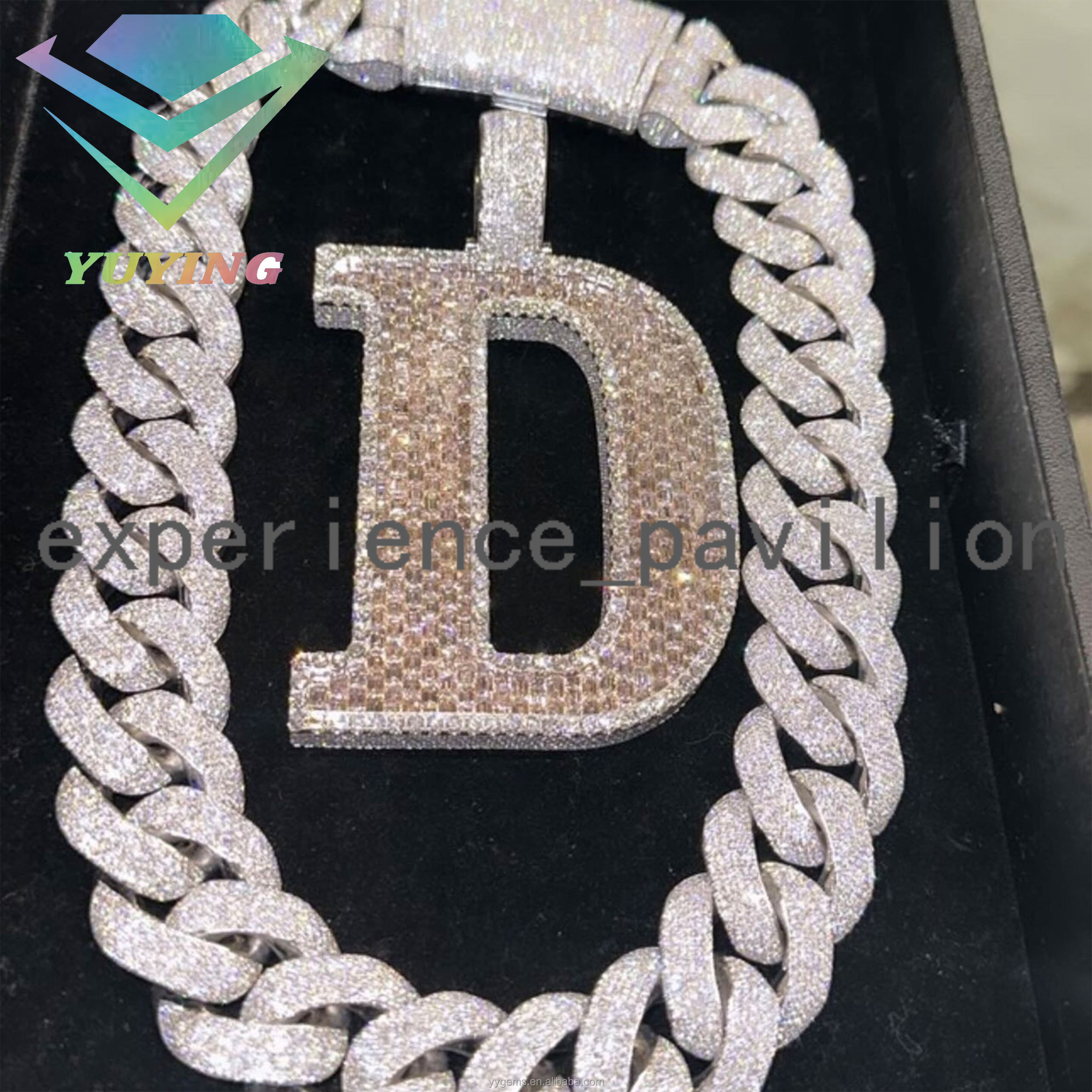 Custom Charm Iced Out Letter/ Pendant 925 Silver With Baguette Moissanite Diamond Fashion Hiphop Fine Jewelry for Necklace