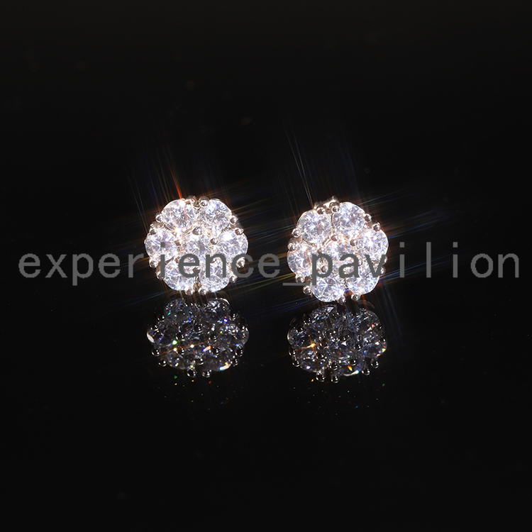 In Stock 925 Sterling Silver Moissanite Flower Cluster Earrings Pass Diamond Tester VVS Moissanite Screw Back Earring Stud