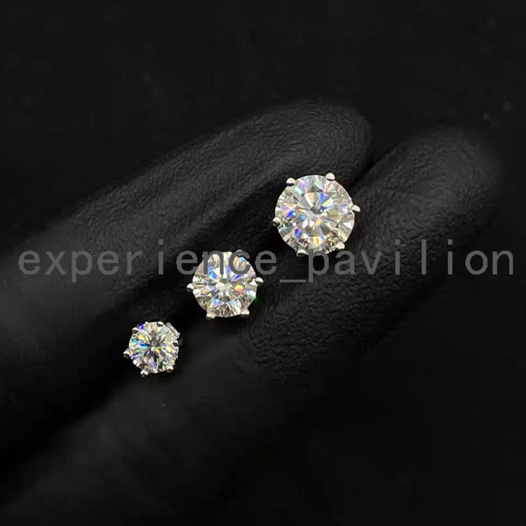 Classic Hot Sale 6 Prongs 1ct 2ct D VVS1 Moissanite Diamond 925 Sterling Silver Earrings Stud Jewelry