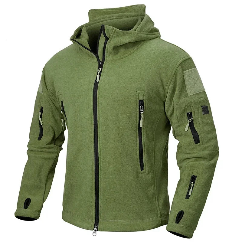 Winter Hunting Fleece Jacket Men Warm Polar Outdoor Hoodie Jacket Multi-Pocket Casual Full Zip Sport Hiking Coat250813