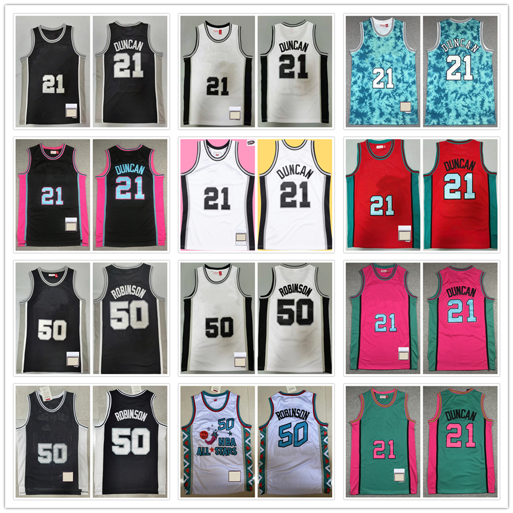 Classic Retro 1996 All-Star Basketball 50 David Robinson Jersey Duncan Throwback Ginobili Dennis Rodman Jerseys Vintage Black White 1998-99 Breat