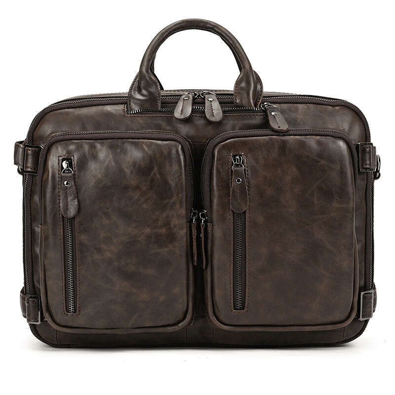Genuine Leather Men's Handbag Large Capacity Briefcase Multifunctional Backpack Top Layer Cowhide Shoulder Bag