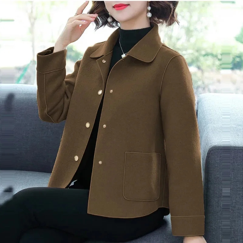 High Quality DoubleSided Cashmere Coat Short Loose Size 5XL Womens Spring Autumn Korean Version HighEnd Fashion Wool L14 250820