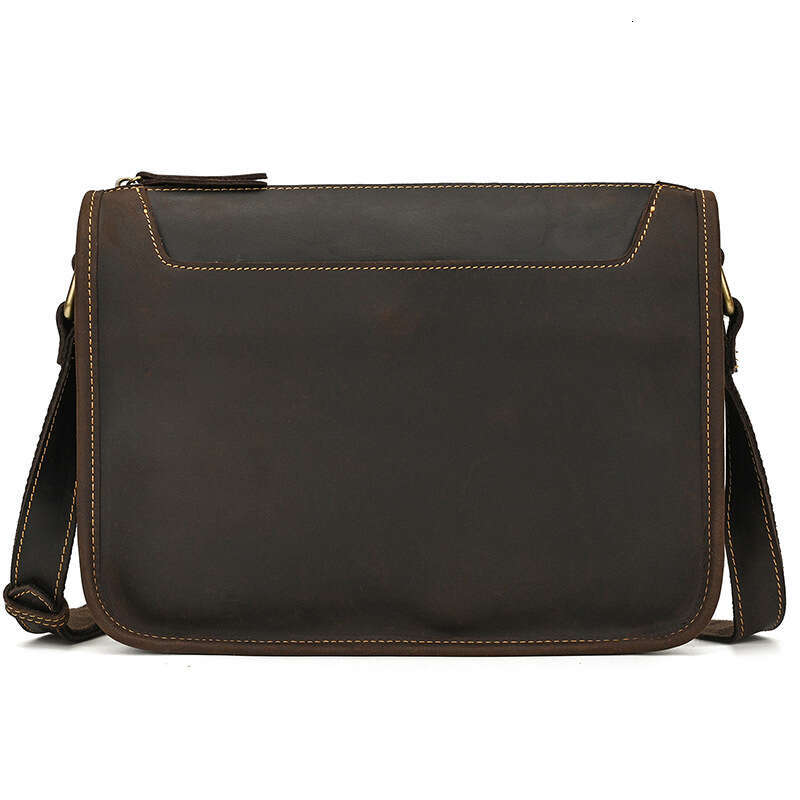 New Crazy Horse Handbag TikTok Men's Genuine Leather Shoulder Crossbody Fashion Technician Bag