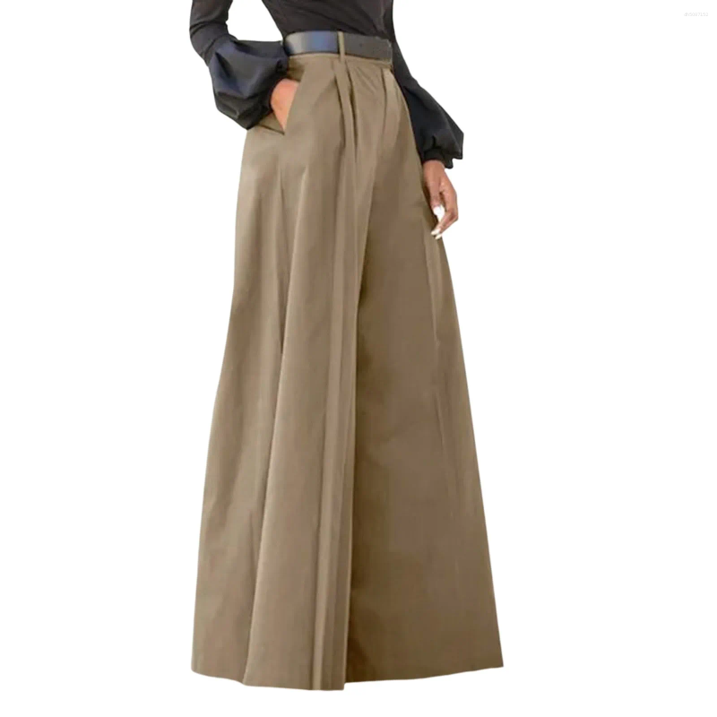 Women's Pants Women Elegant Palazzo Trousers Draped Slacks Solid Color High Waist Bloomers Comfy Baggy Casual Party Wear Pantalone