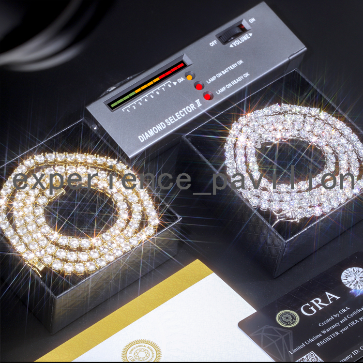 Pass Diamond Tester Iced Out 2mm--5mm Tennis Necklace 925 Silver Round Cut Moissanite Jewelry Tennis Chain
