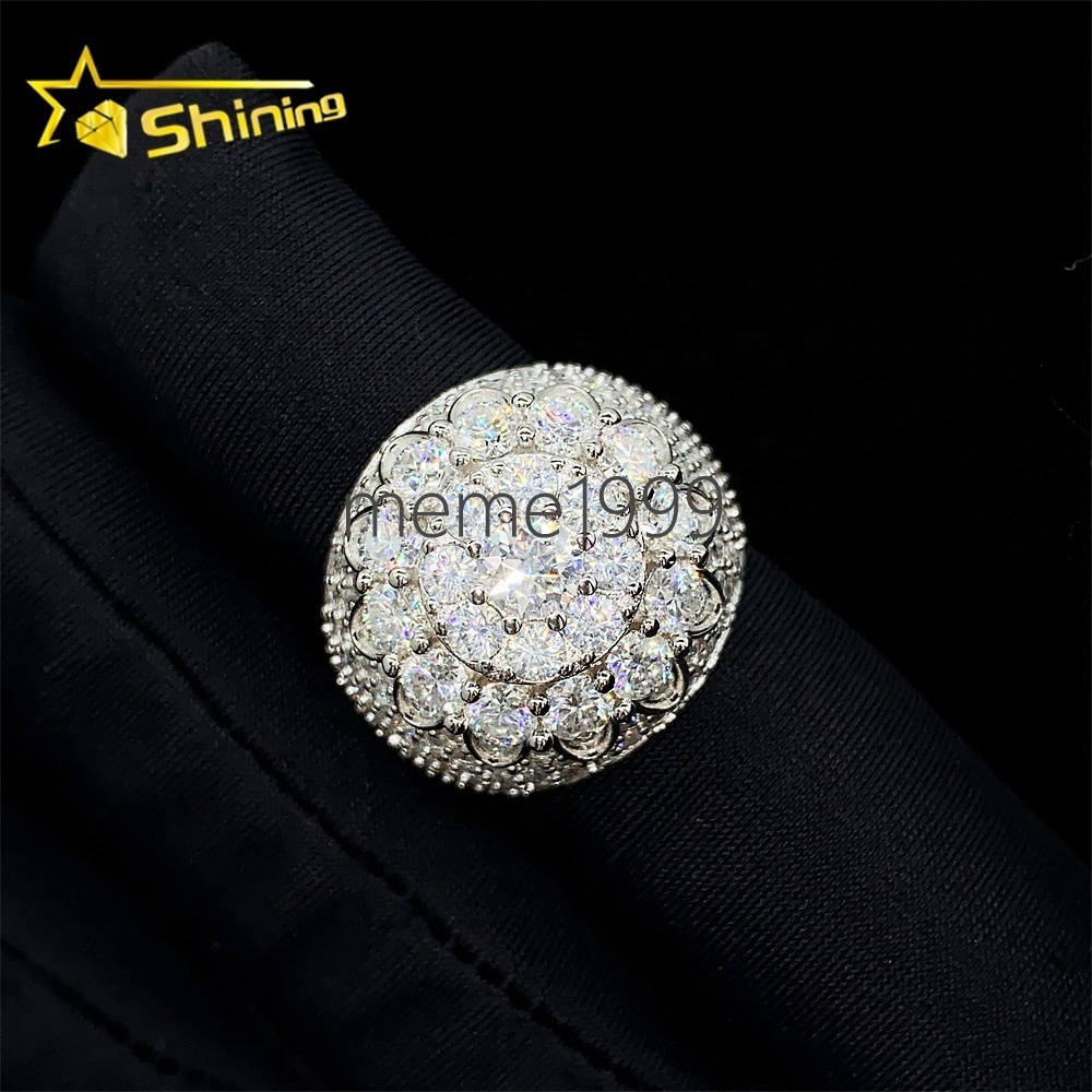 Fashion Luxury VVS Moissanite Factory Price Hip Hop Mens Rapper 925 Sterling Silver Iced Out Custom Moissanite Ring