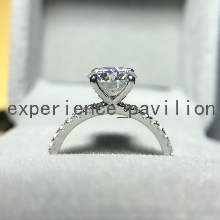 Solid 18K White Gold Round 2 ct D VVS1 Moissanite Diamond 4 Prongs Solitaire Moissanite Ring Women Jewelry