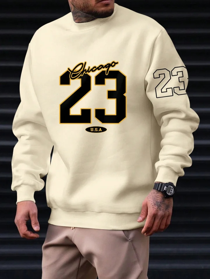 23 USA Art Letter Men Clothes Street Style Fleece Sweatshirts Autumn Casual Hoodies Fashionable Crewneck Pullovers Hoody 250819