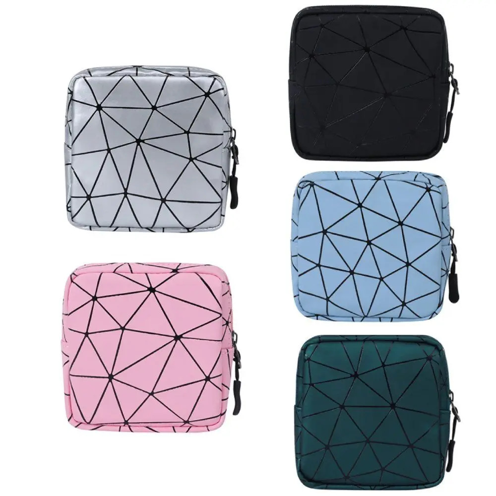 Sacs de maquillage de motif de losange sacs de pochettes portables sacs de serviette hygiénique réutilisables sac de rangement de rangement Sac d