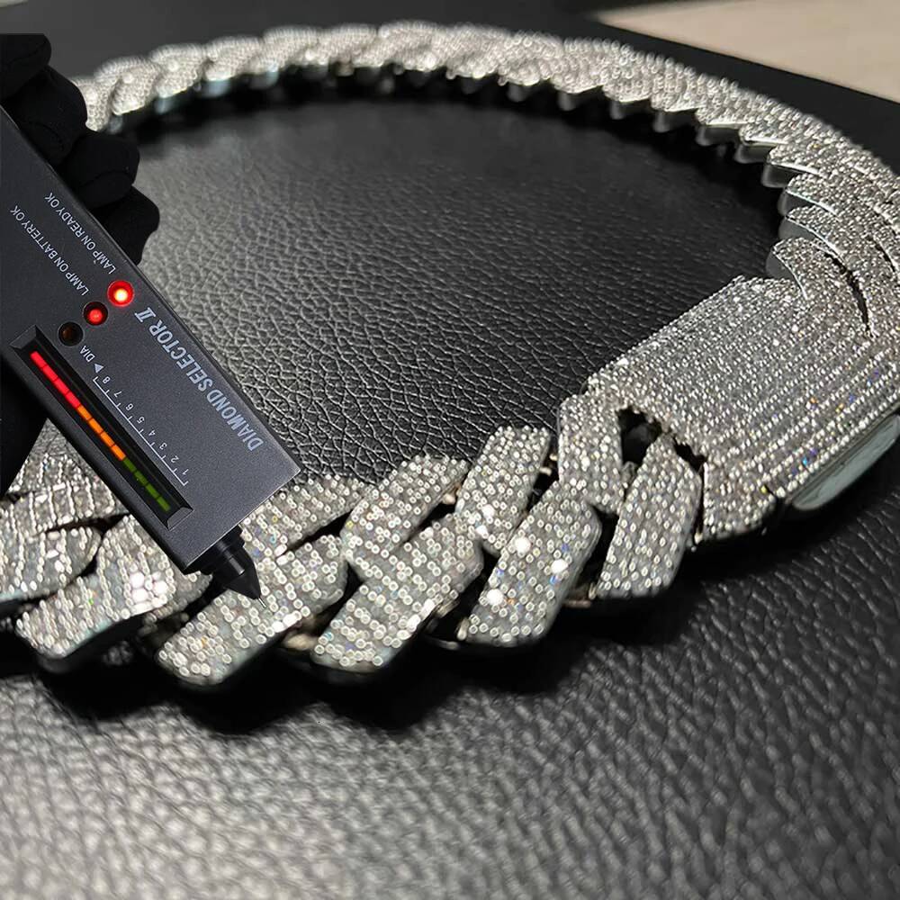 Hip Hop Jewelry Custom 25/20MM 925 Sterling Silver Pass Test Moissanite Cuban Link Chain Thick Miami VVS Cuban Necklace For Men