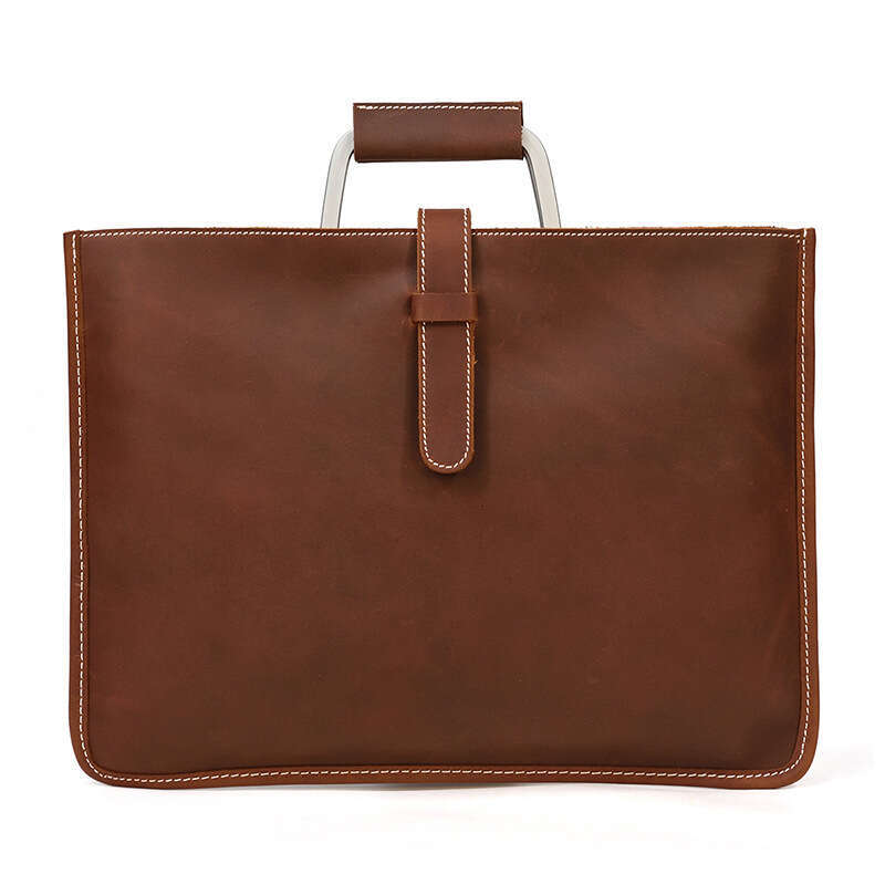 Crazy Horse Men's Handbag Genuine Leather Single Shoulder Crossbody Top Layer Cowhide Business Handheld Document Bag