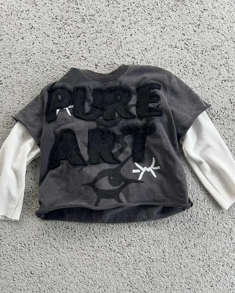 Y2K Retro Letter ed Long Sleeve American Street Hip Hop Harajuku Fashion Gothic Punk Casual Loose Couple Sweatshirt 250820
